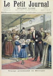 Titelseite, die die Präsidentenreise von Felix Faure nach Großbritannien darstellt, Illustration aus dem illustrierten Supplement von Le Petit Journal, 23. August 1896